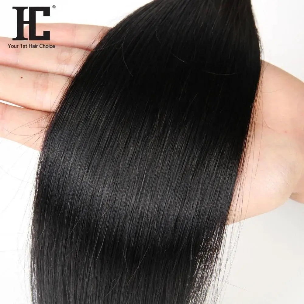 Peruvian Straight Hair Bundles With Lace Closure Remy Hair