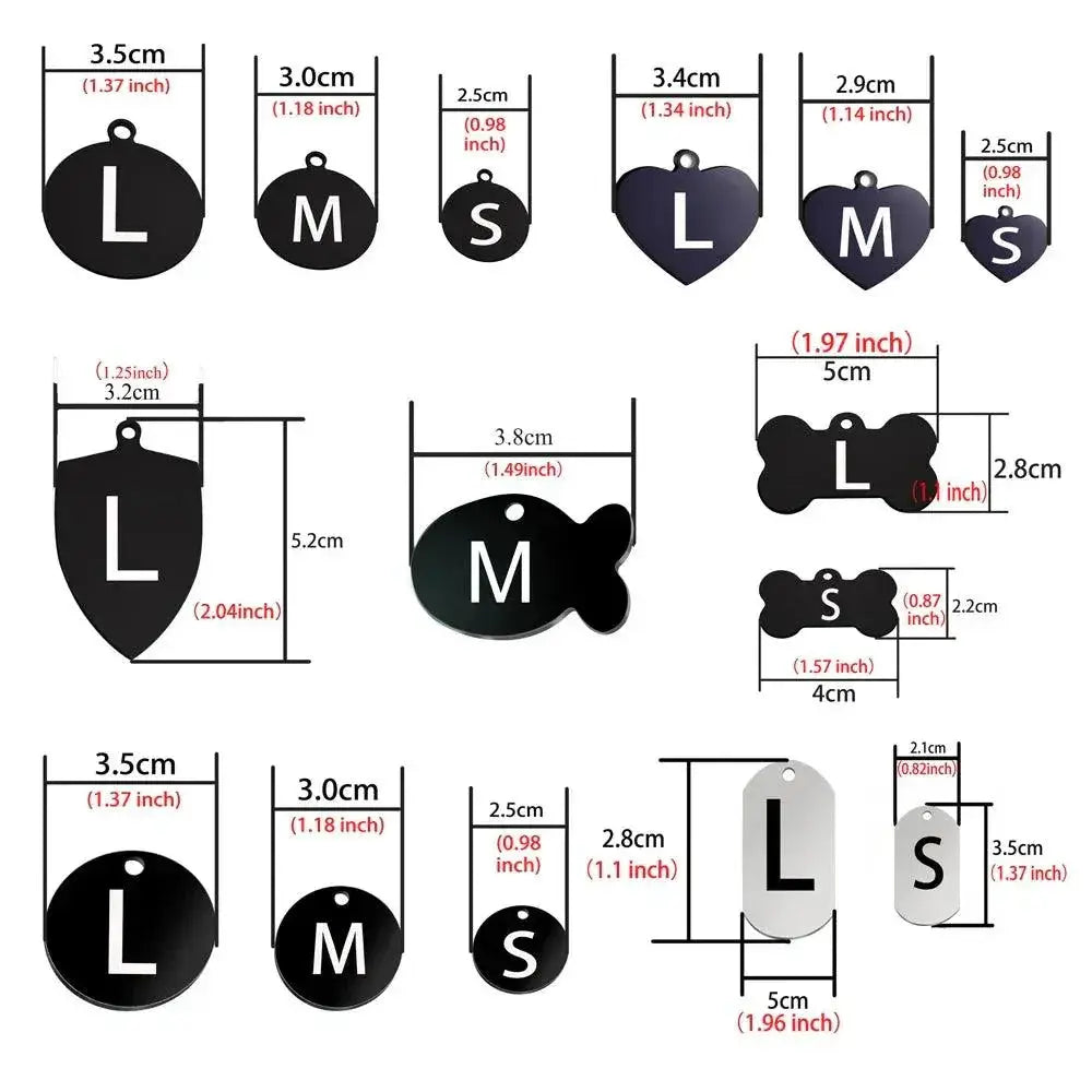 Personalized Dog Cat ID Tag Engraved Collar Charm Keyring