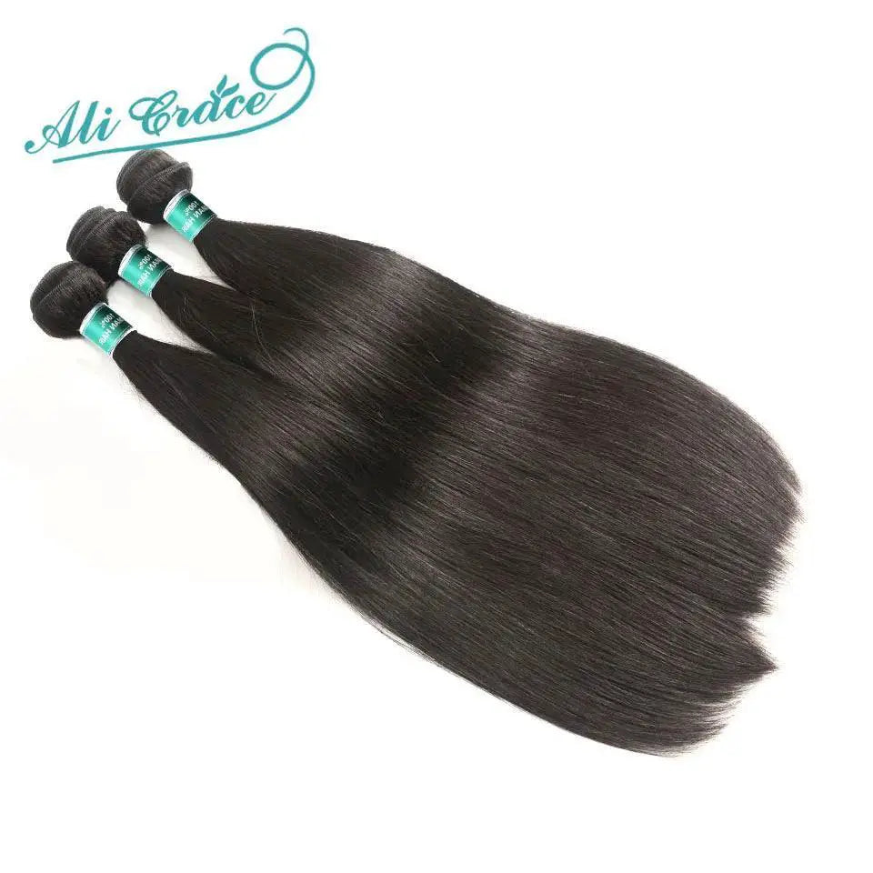 Indian Straight Hair Bundle Set With Lace Closure Luxe Remy