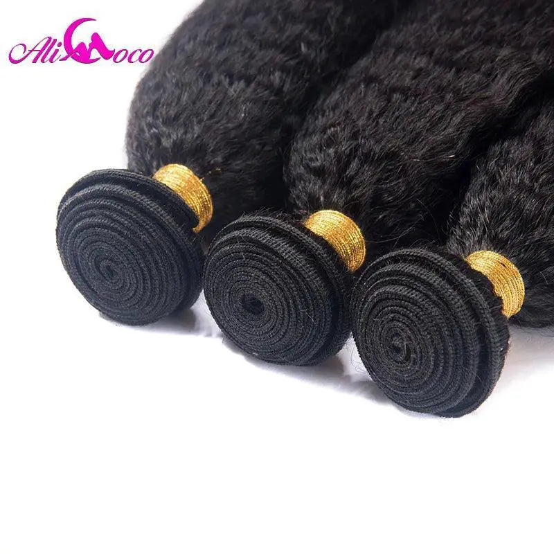 Peruvian Kinky Straight Hair Bundles Premium Extensions
