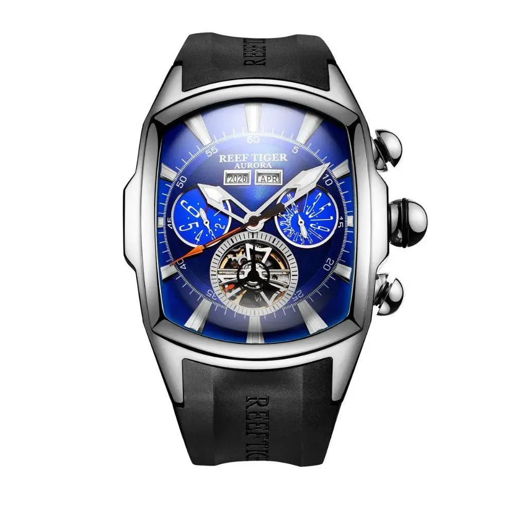 Reef Tiger Tourbillon Stainless Steel Sport Watch Luxury