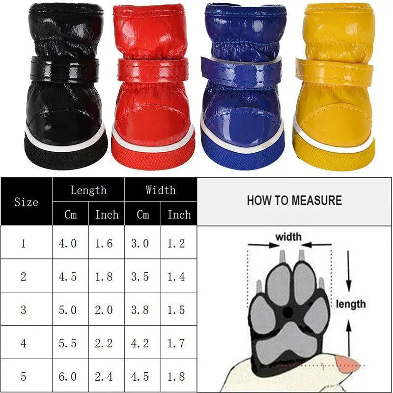 Pet Dog Snow Boots Set Warm Waterproof Anti Slip Shoes