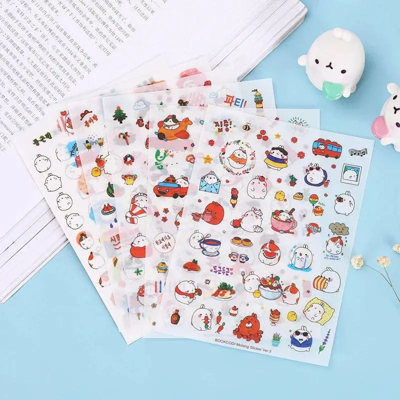 Cute Molang Rabbit Sticker Set for Scrapbook Projects
