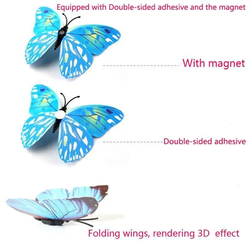 Butterfly Wall Stickers 3D Home Decor Magnets Decals