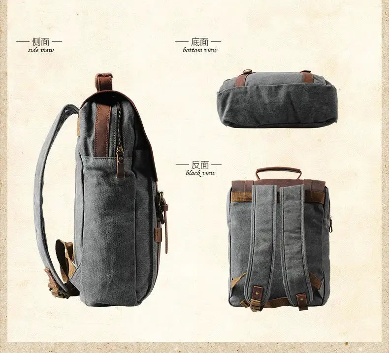 Fashion Male Backpack Leather Military Canvas Backpack Men Backpack Women School Backpack School Bag Bagpack Rucksack Mochila