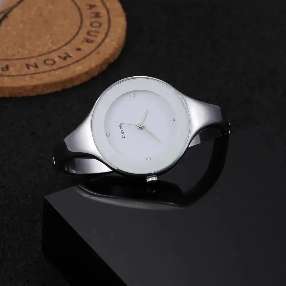 Crystal Bracelet Wristwatch Stainless Steel Timepiece Ladies