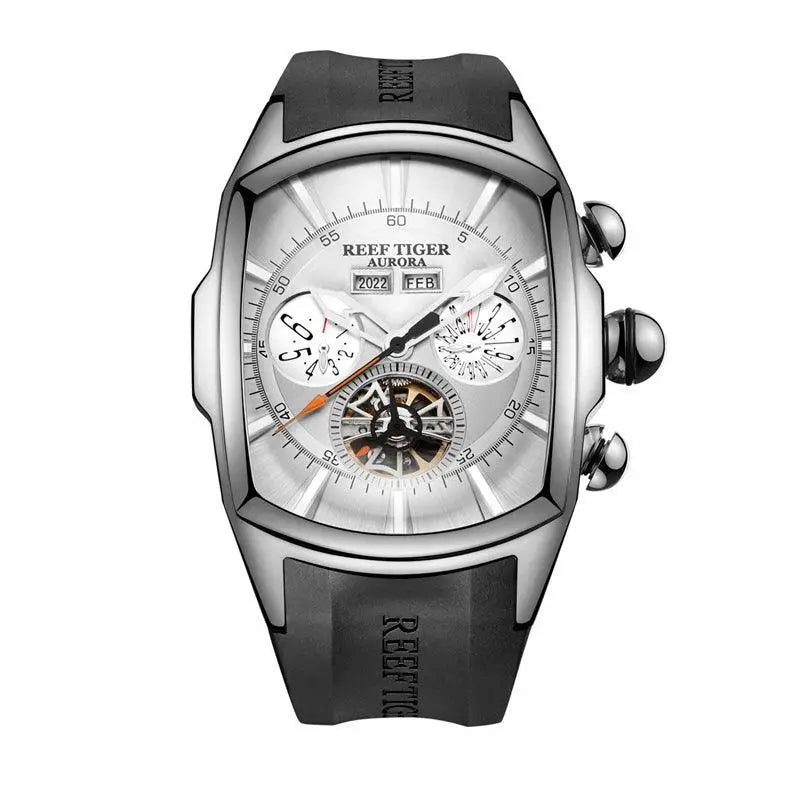 Reef Tiger Tourbillon Stainless Steel Sport Watch Luxury