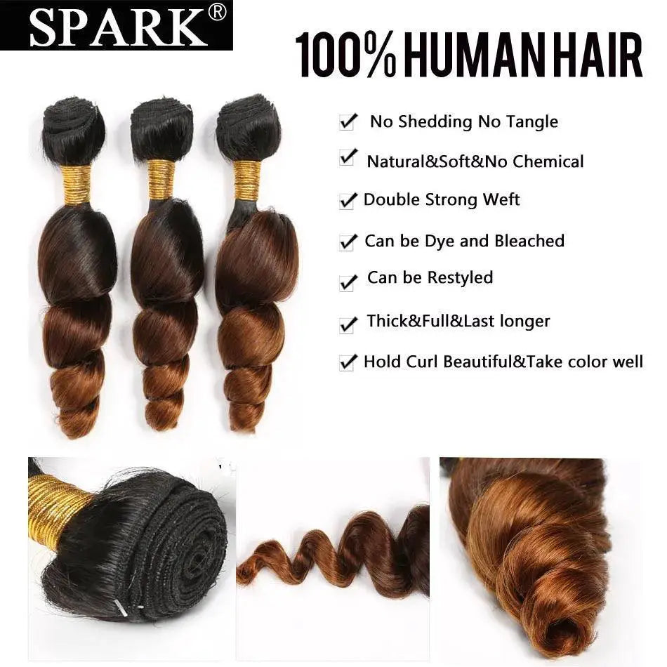 Spark Ombre Vibrant Brazilian Loose Wave Hair Extensions Set