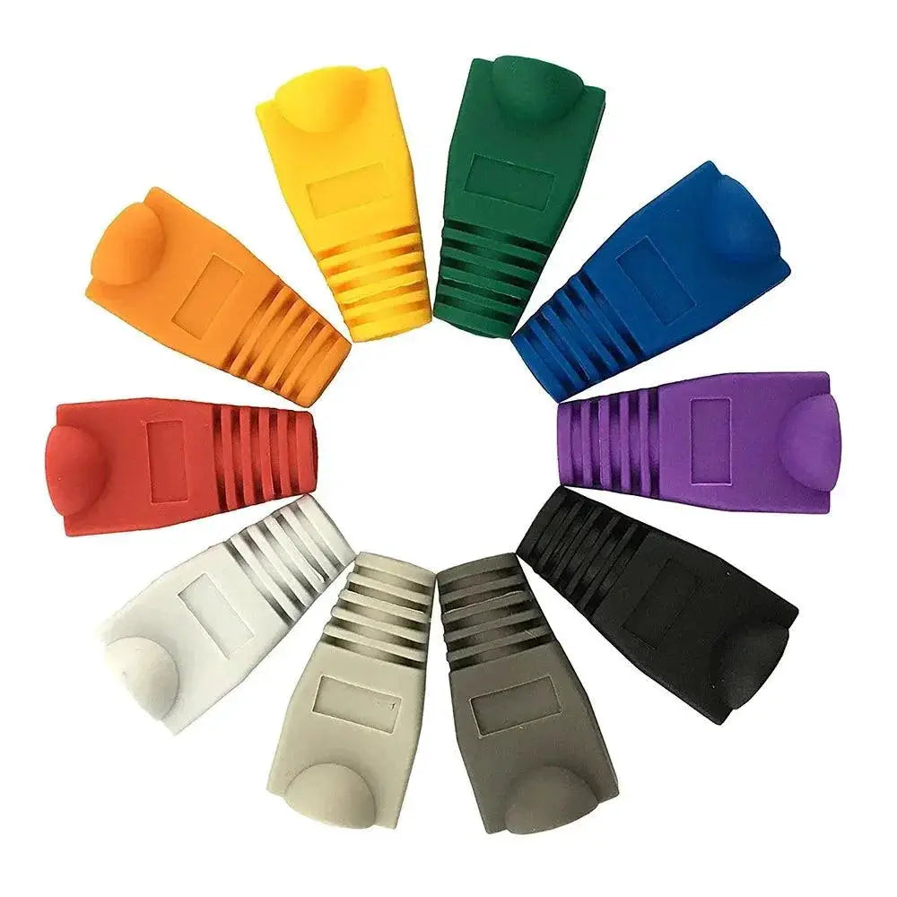 100 Pack Mixed Color Ethernet Strain Relief Boots CAT5E RJ45