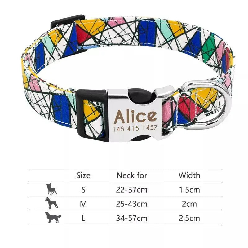 Personalized Reflective Nylon Dog Collar for All Dog Sizes