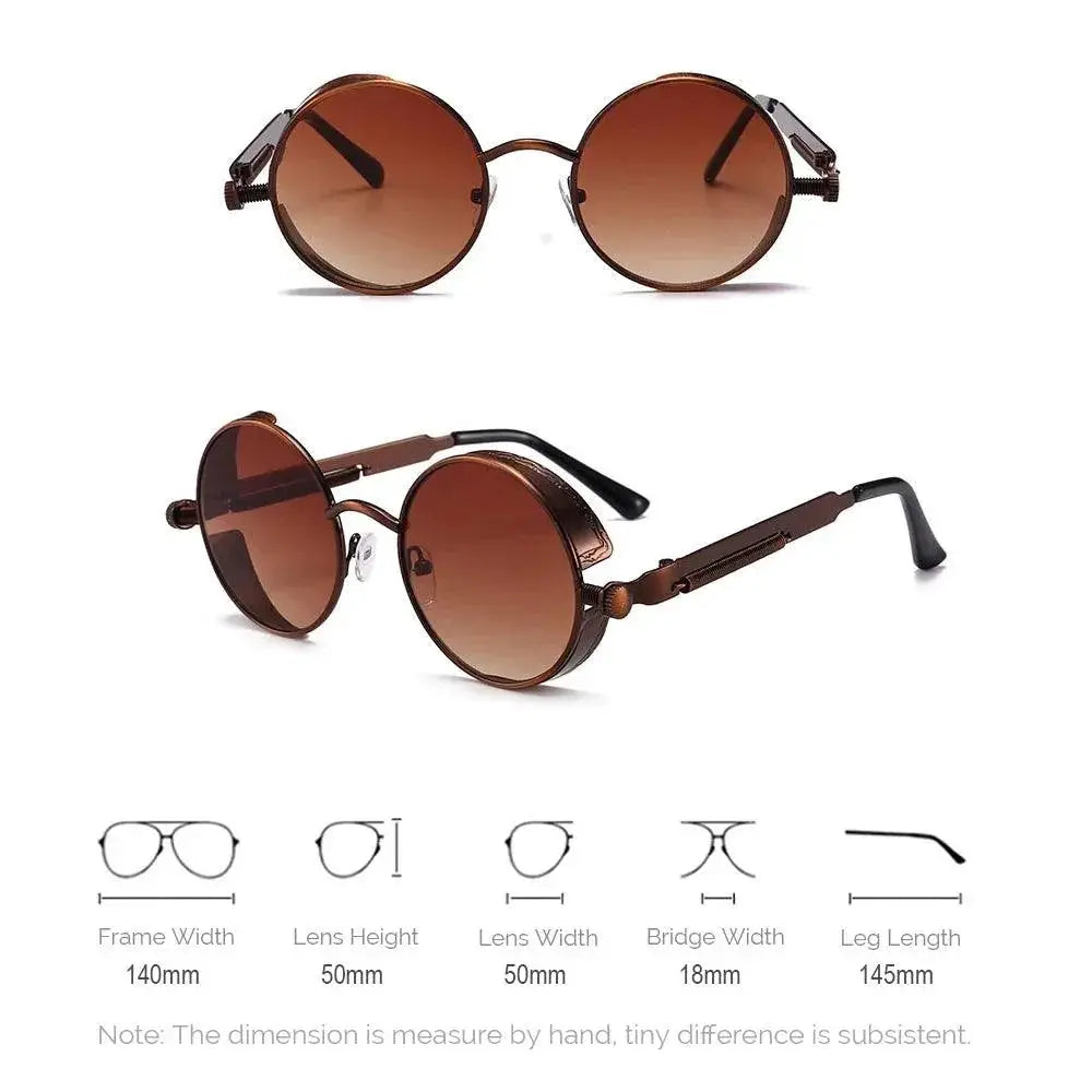 Vintage Steampunk Red Round Sunglasses for Men and Women