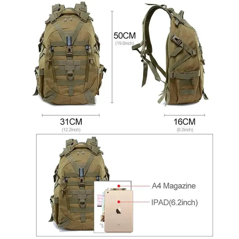 40L Tactical Camping Backpack For Men Waterproof Rucksack