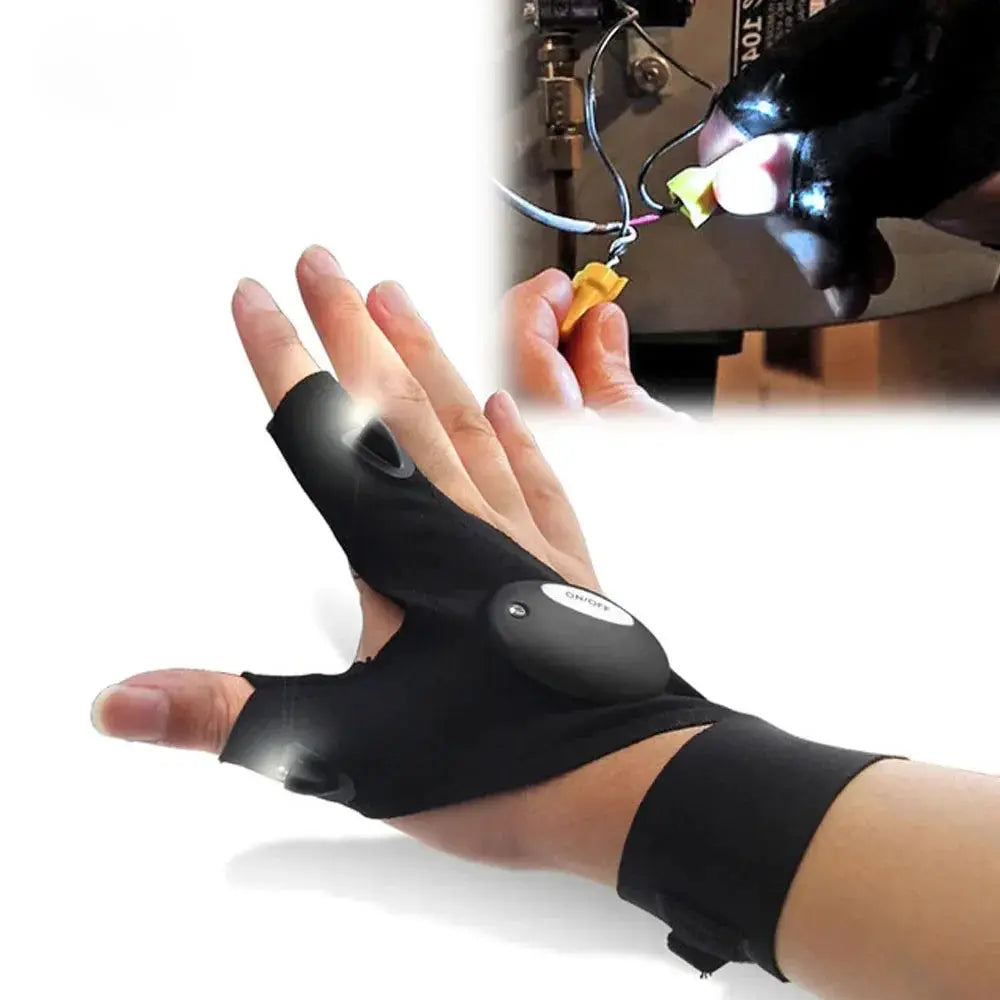 Party Lighting LED Torch Fingerless Glove With Magic Strap