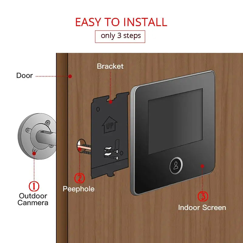 KAK 2.8" LCD Screen Electronic Door Viewer Bell IR Night Door Camera Photo Recording Digital Door Viewer Smart Peephole Doorbell