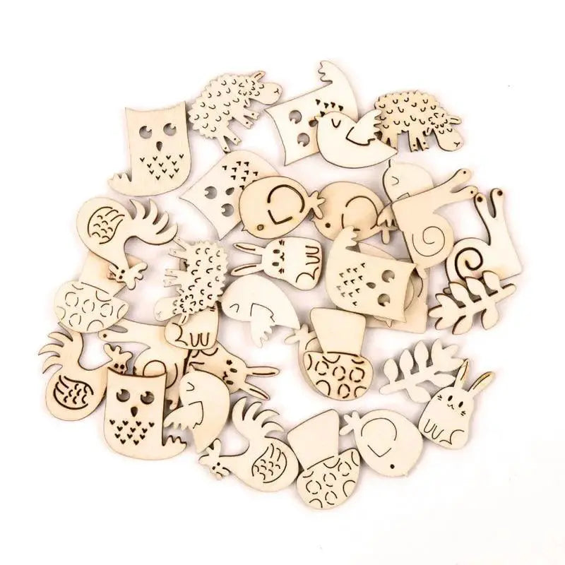 Wooden Animal Shapes 20Pcs Pack For DIY Home Decor Crafts