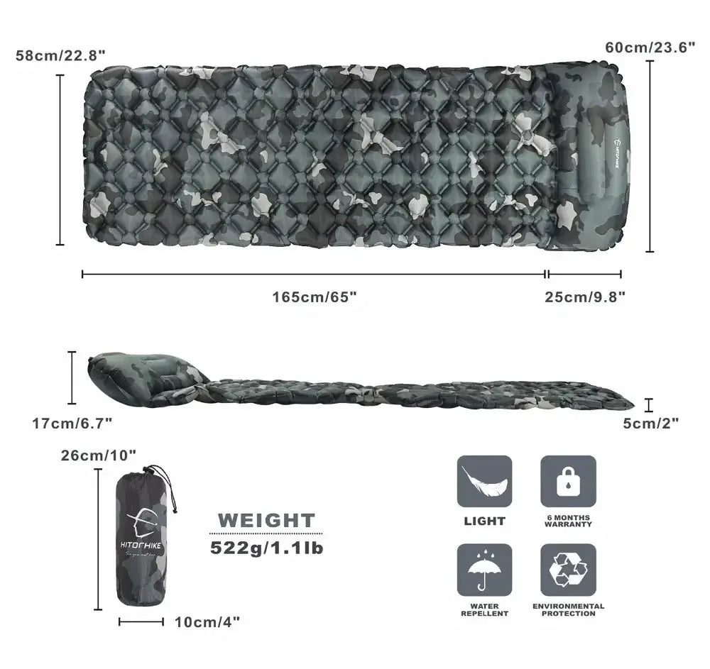 Outdoor Sleeping Pad Inflatable Mattress With Pillows