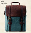 Men Leather Canvas Backpack Rucksack 20L