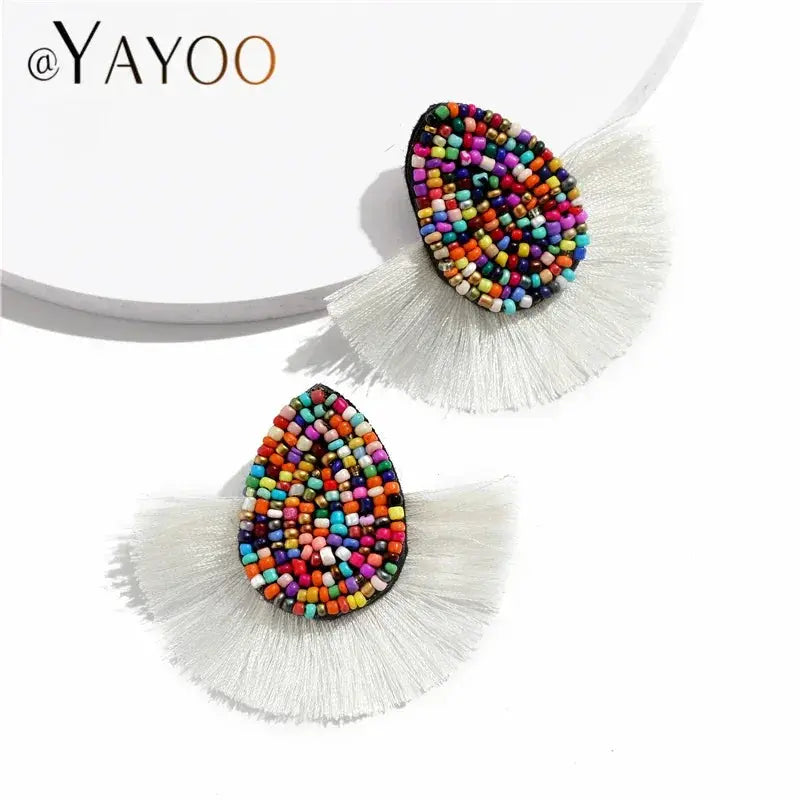 Fringe Tassel Earrings For Women Beaded Boho Jewelry