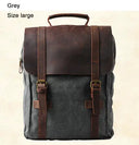 Men Leather Canvas Backpack Rucksack 20L