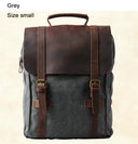 Men Leather Canvas Backpack Rucksack 20L