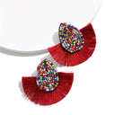 2024 Fringe Tassel Earrings For Women Colorful Beaded Boho Statement Jewelry