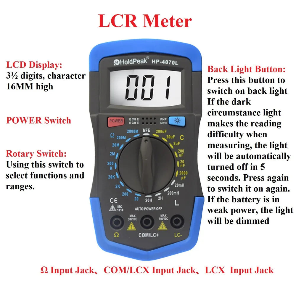 HoldPeak Digital Capacitance Meter ( LCR Meter ) Diagnostic-tool — product view 4
