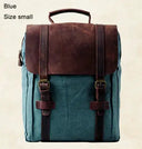 Men Leather Canvas Backpack Rucksack 20L