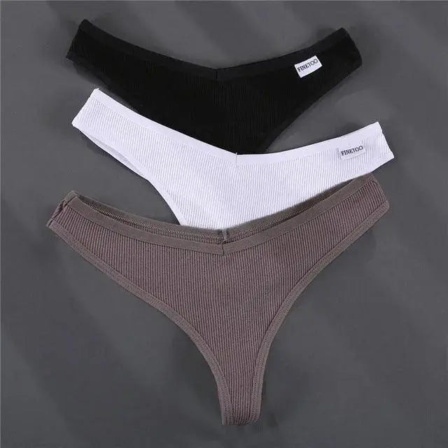 Brazilian Cotton Panties Set V Waist G String Lingerie