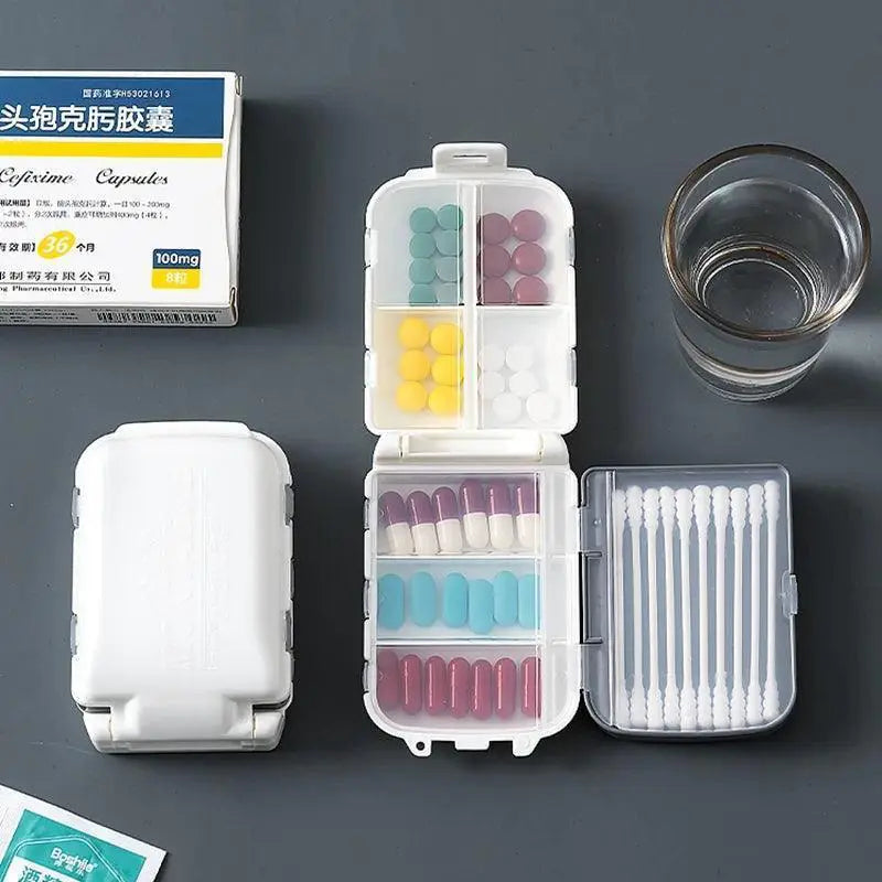 10-Grid Pill Box Travel-Friendly Pill and Jewelry Organizer - OurLum.com