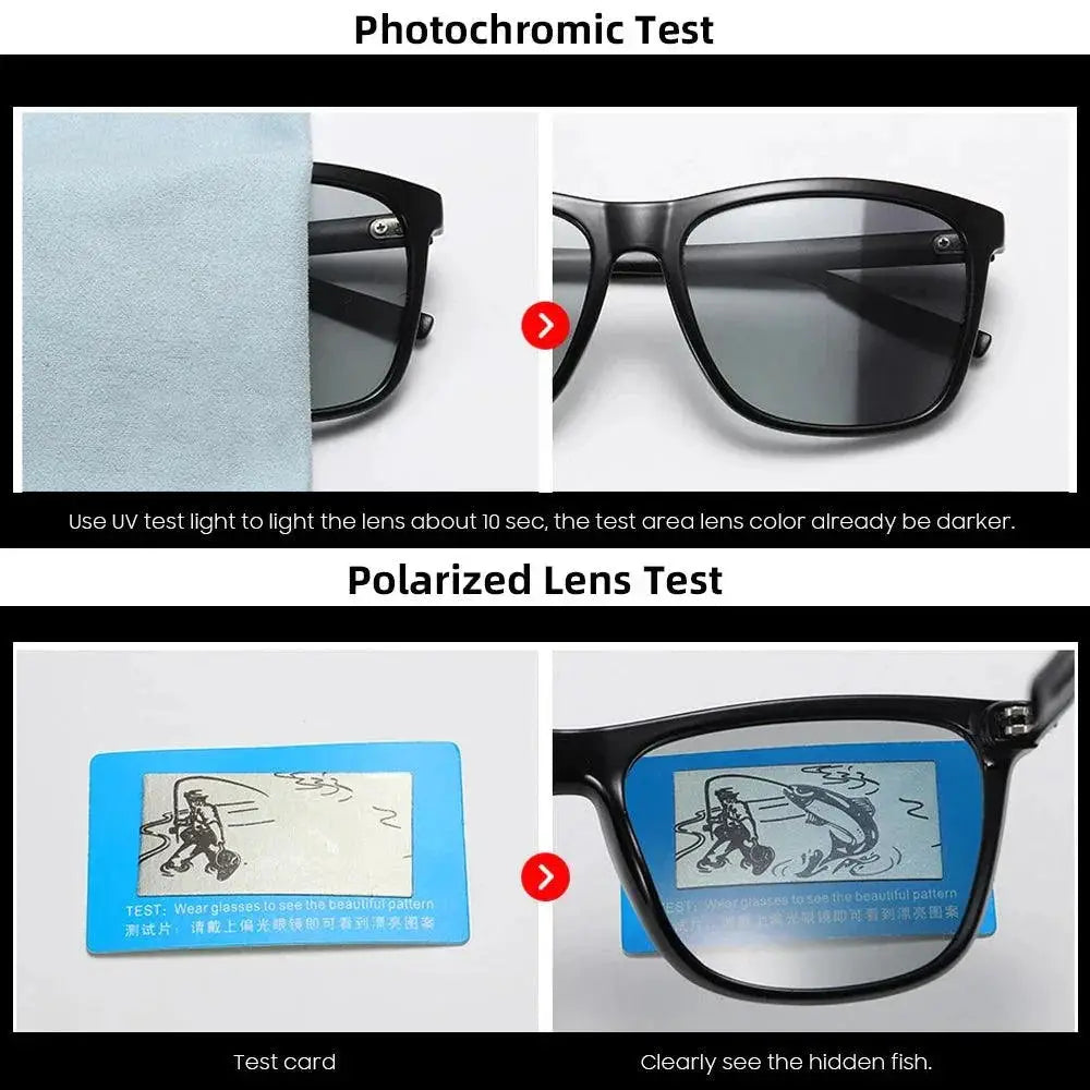 VIVIBEE Photochromic Polarized Square Sunglasses for Men