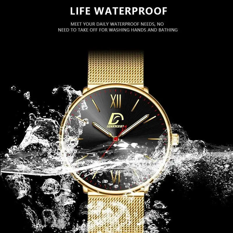 Luxury Mesh Belt Watch Mens Timepiece Leather Calendar