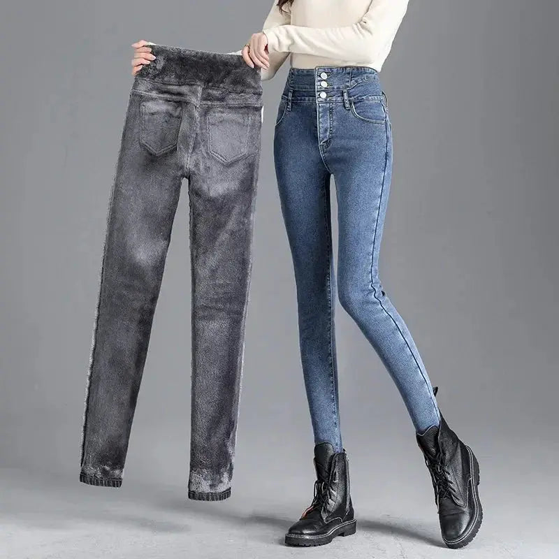 Thermal Winter Thick Fleece High Waist Warm Skinny Jeans
