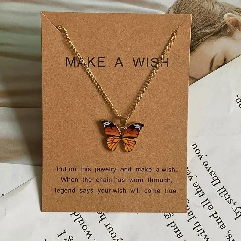 Butterfly Pendant Necklace Cute Colorful Jewelry For Women
