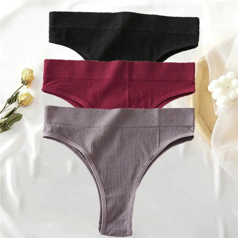 Cotton High-Waisted Thongs Seamless Comfort And Style Set
