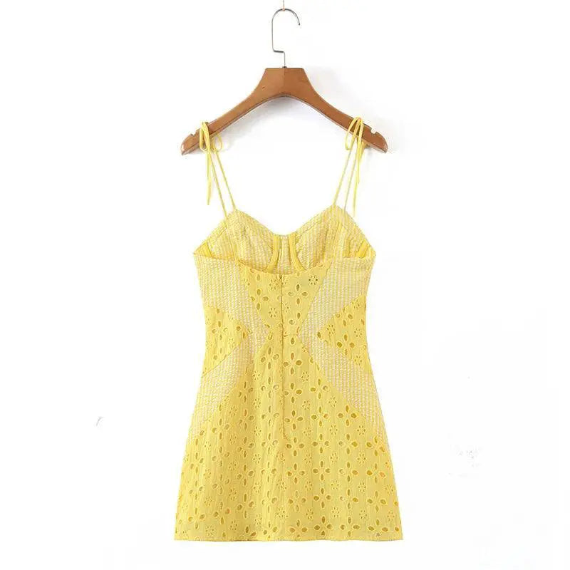 Seductive Backless Embroidered Mini Dress Chic Strap Style