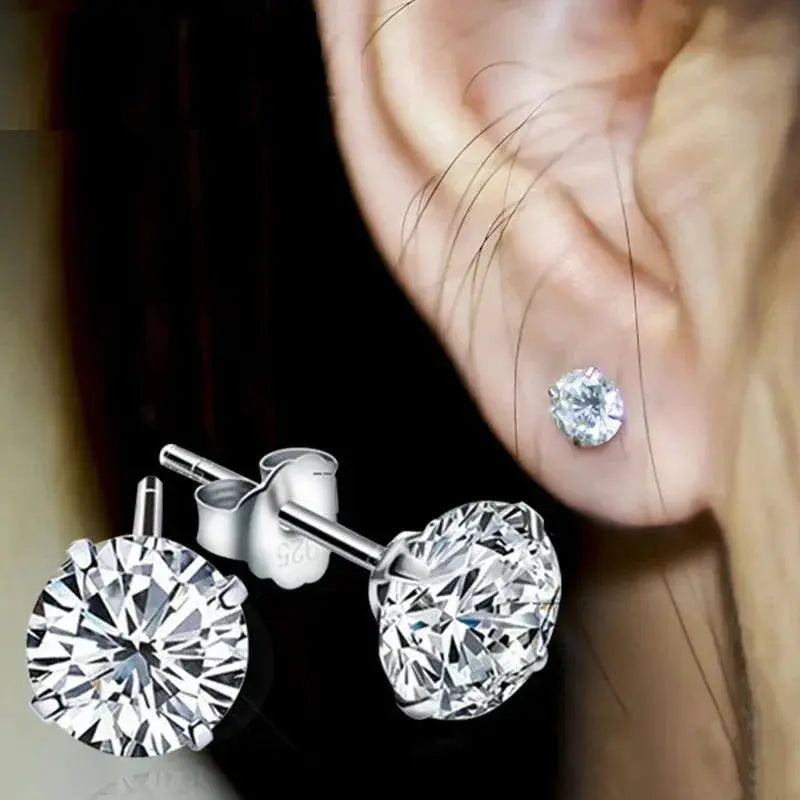 Sparkling Crystal Silver Stud Earrings Wedding Jewelry