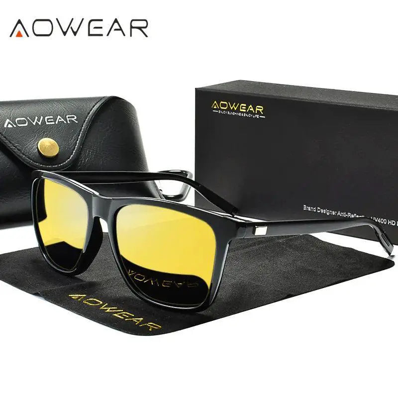 Mens Polarized Night Vision Driving Glasses AOWEAR