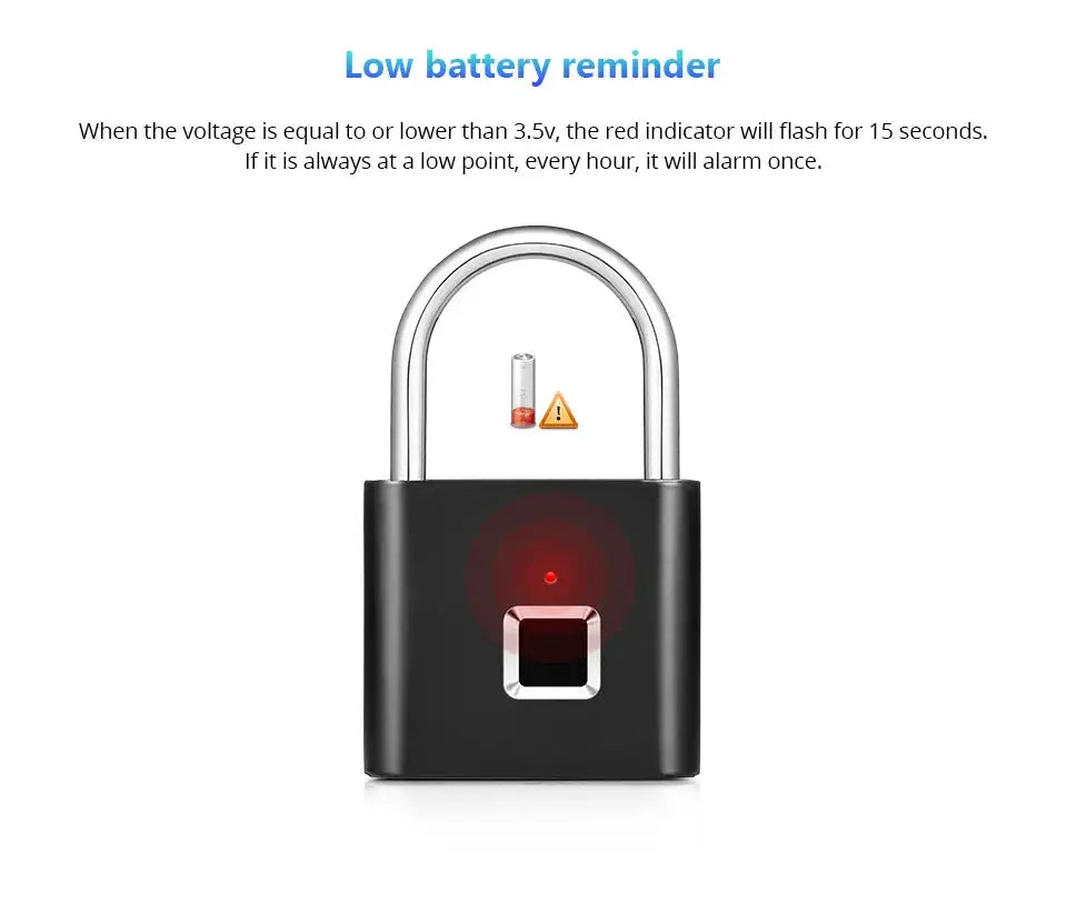 KERUI Smart Fingerprint Padlock Waterproof Fingerprint Keyless Door Lock Type C Rechargeable Security Padlock for House