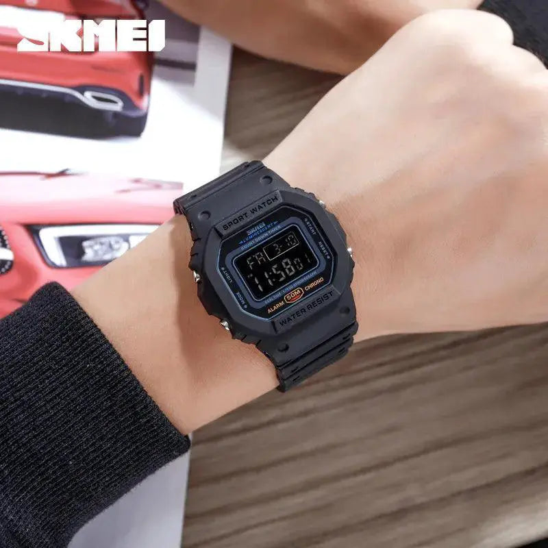 SKMEI Retro Style Dual Time Digital Sports Watch For Men