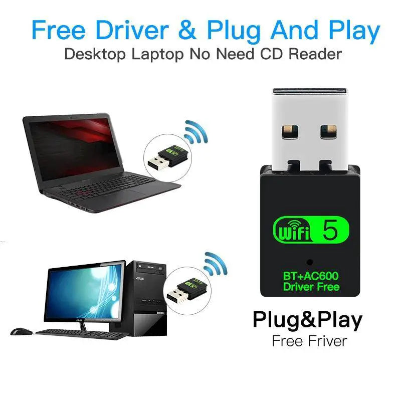 USB WiFi Bluetooth Dongle Dual Band Windows Adapter 600Mbps - OurLum.com