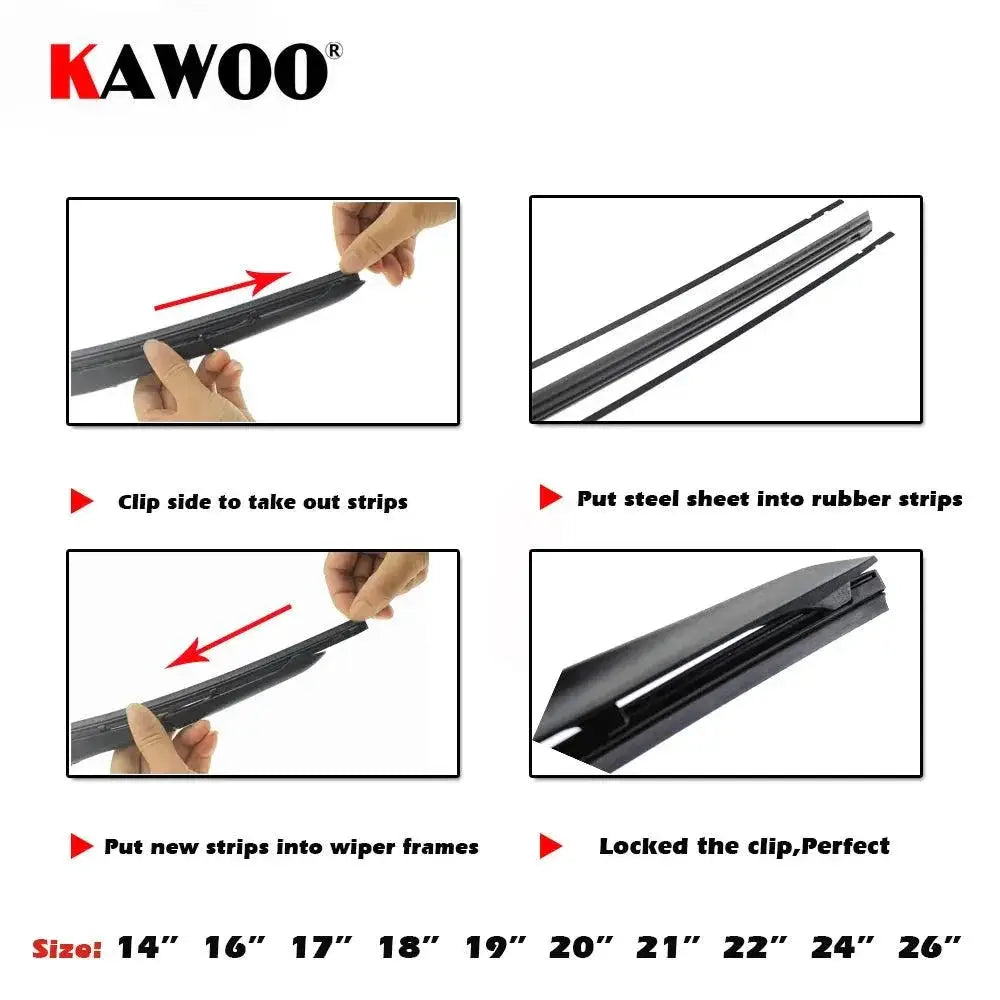 Kawoo Rubber Wiper Blade Refill Universal Fit Easy Install