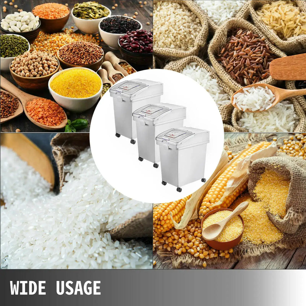 VEVOR Dry Ingredient Storage Bin with Scoop Caster Dustproof Rice — product view 2