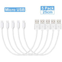25cm Tangle-Free Micro USB Charging Cable for Android Devices