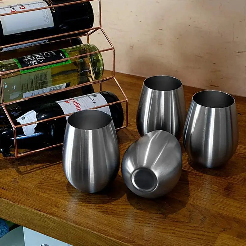 Stainless Steel Stemless Wine Glasses Unbreakable Cups Set 4 - OurLum.com