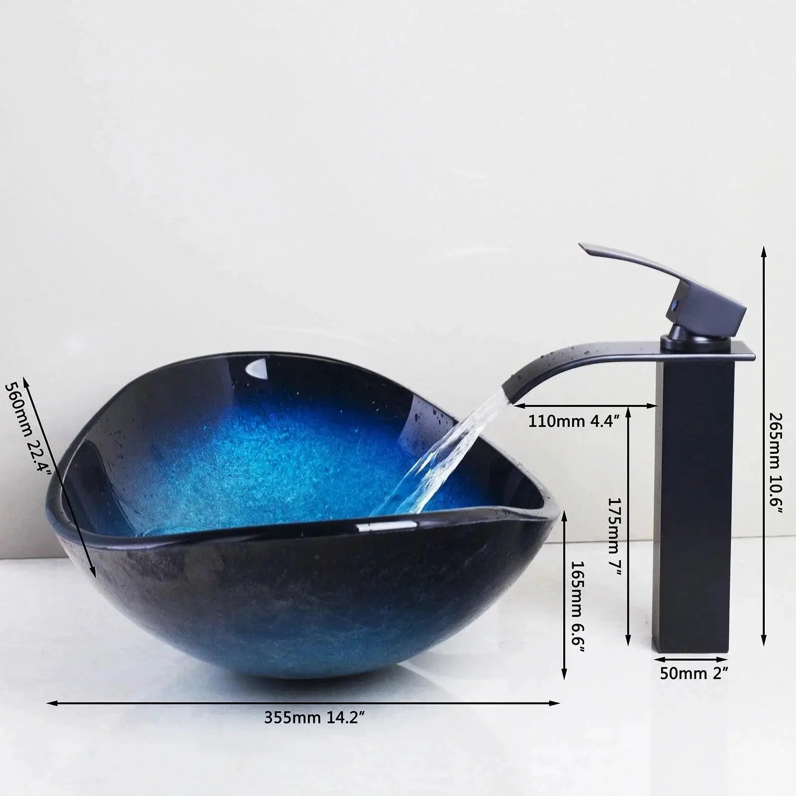 Tempered Glass Hand Painted Waterfall Spout Tap - OurLum.com