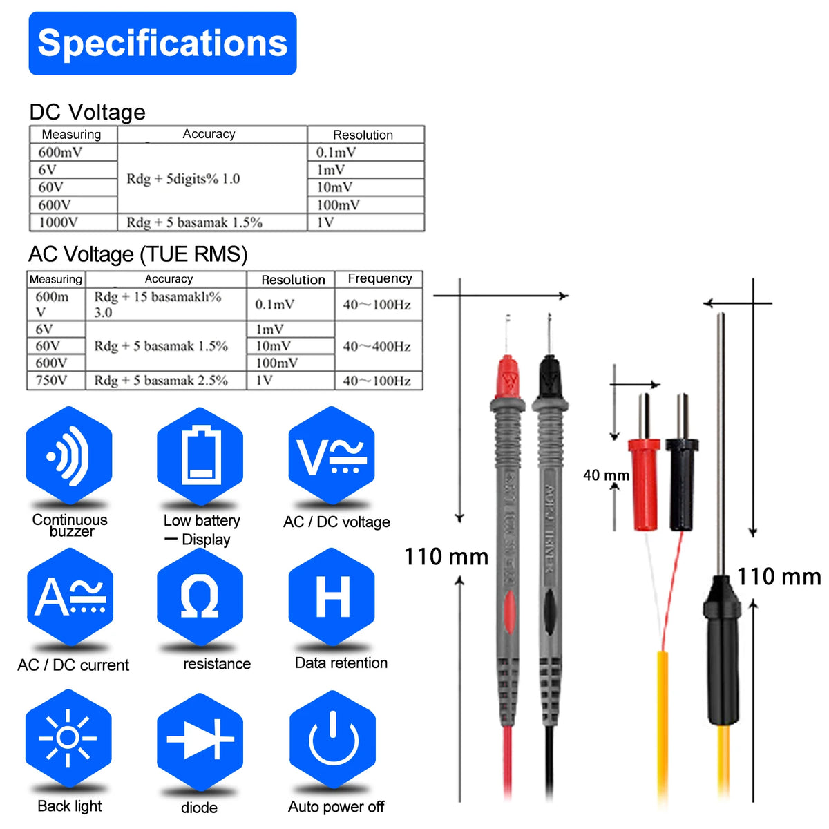 HoldPeak Auto Range Multimetro Digital Clamp Meter Multimeter — product view 3