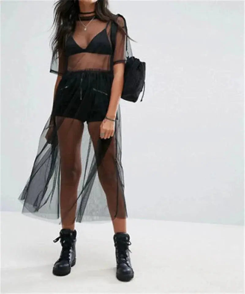 Seductive Black Mesh Maxi Dress Elegance and Allure