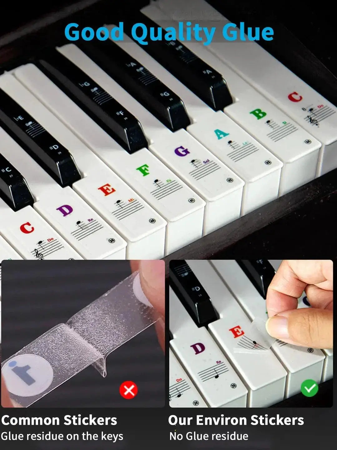 Music Note Stickers For Piano Keyboard 88 Keys Sticker Set