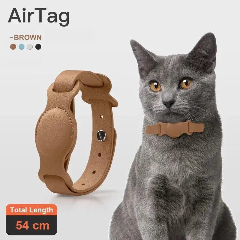 Premium Leather Pet Collar With Apple AirTag Tracker