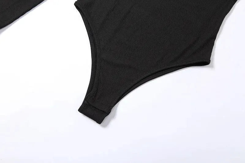 Yimunancy One Shoulder Knitted Bodysuit Elegant Statement